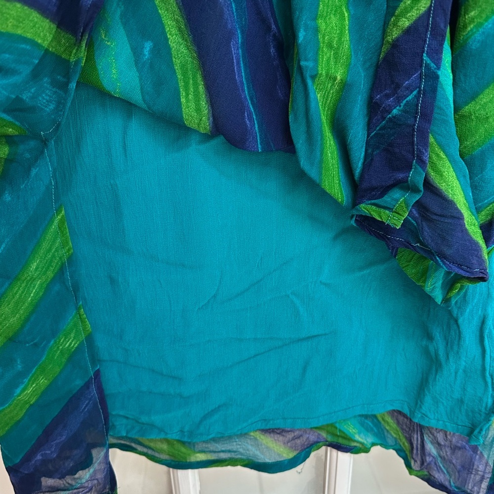 Avenue Teal Blue Green Watercolor Sleeveless Midi Dress Womens Plus Size 18 / 20 - Picture 7 of 9